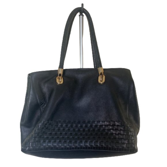 Cole Haan Handbags - Cole Haan Black Leather Woven Tote Bag